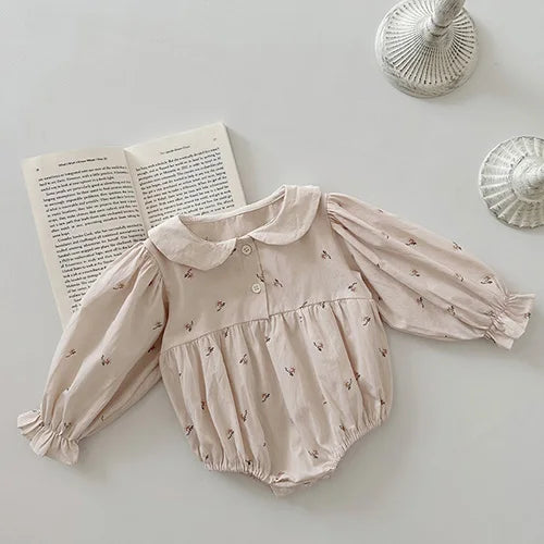 Barboteuse à manches longues pour bébé fille, nouvelle collection automne 2024, en coton imprimé, combinaison pour bébé fille de 0 à 24 mois