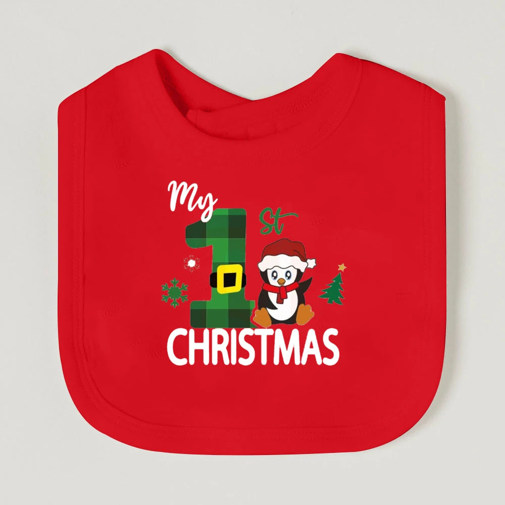 It's My First Christmas Baby Bib Christmas Vibes Bibs Newborn Red Cotton Saliva Towel Xmas Party Bib Holiday Infant Shower Gift