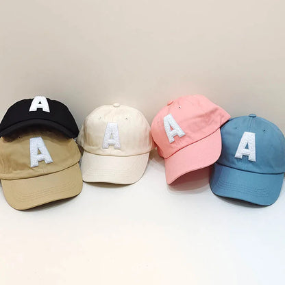 A-Letter Kids Baseball Caps Solid Color Children 2-5Year Boys Girls Baby Duck Tongue Cap Cotton Outdoor Sports Sunscreen Visors