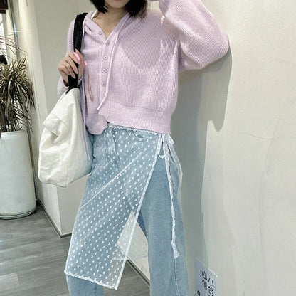 Jupe Harajuku à lacets superposés en dentelle pour femme