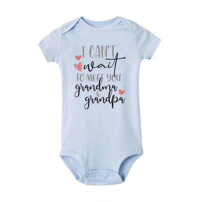 J'ai hâte de vous rencontrer grand-mère et grand-père, body pour bébé, annonce de grossesse, barboteuse, vêtements de révélation de bébé pour grands-parents