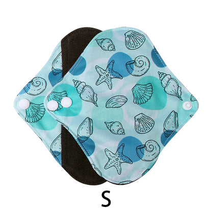 Serviettes hygiéniques en tissu, taille 18 x 18 cm, protège-slips lavables et réutilisables, avec intérieur en charbon de bambou