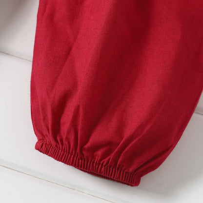 PatPat Salopette ample 100 % coton pour bébé fille, couleur unie, sans manches, bretelles spaghetti, sarouel, douce et confortable