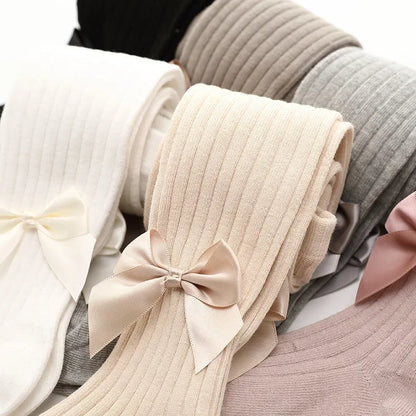 Collants pour nourrissons, nouveau-nés, tout-petits, en coton, pour enfants, printemps-automne, jolis collants en maille avec nœud papillon