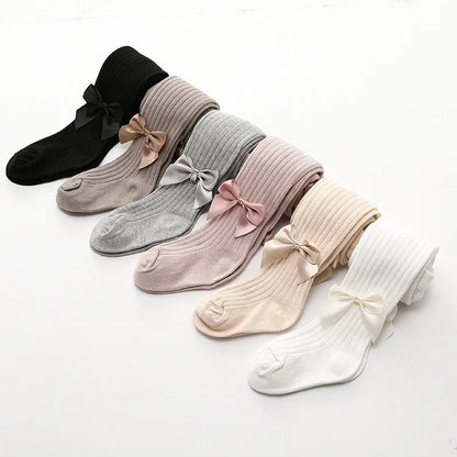 Collants pour nourrissons, nouveau-nés, tout-petits, en coton, pour enfants, printemps-automne, jolis collants en maille avec nœud papillon