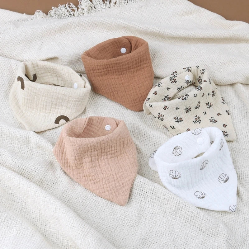 4Pcs/pack Infant Drooling Bib Print Burp Cloths for Baby Cotton Saliva Towel G99C