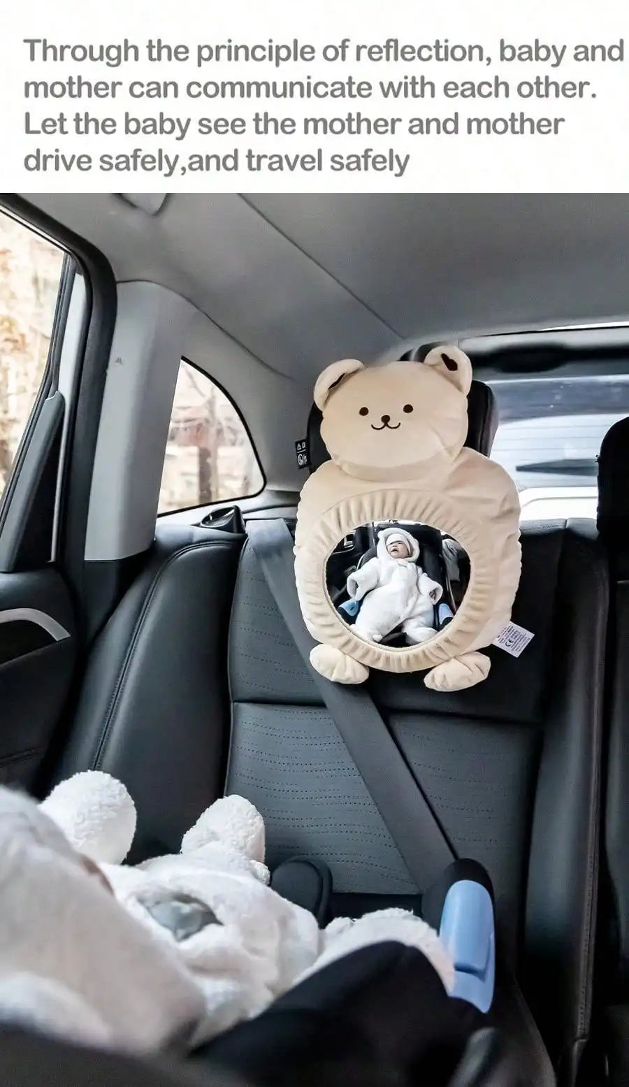 Cartoon Baby Car Rearview Mirror Baby Mirror Toys Multi-Function  Baby Toy Infant Soft Mirror Tummy Time Easy to Install Infant