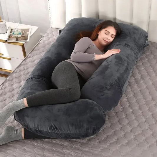 Oreiller de grossesse J 3 kg 6,6 lb pour femmes enceintes, sommeil, allaitement, maternité, soutien complet du corps pour le dos, le ventre, les hanches, les jambes, housse amovible