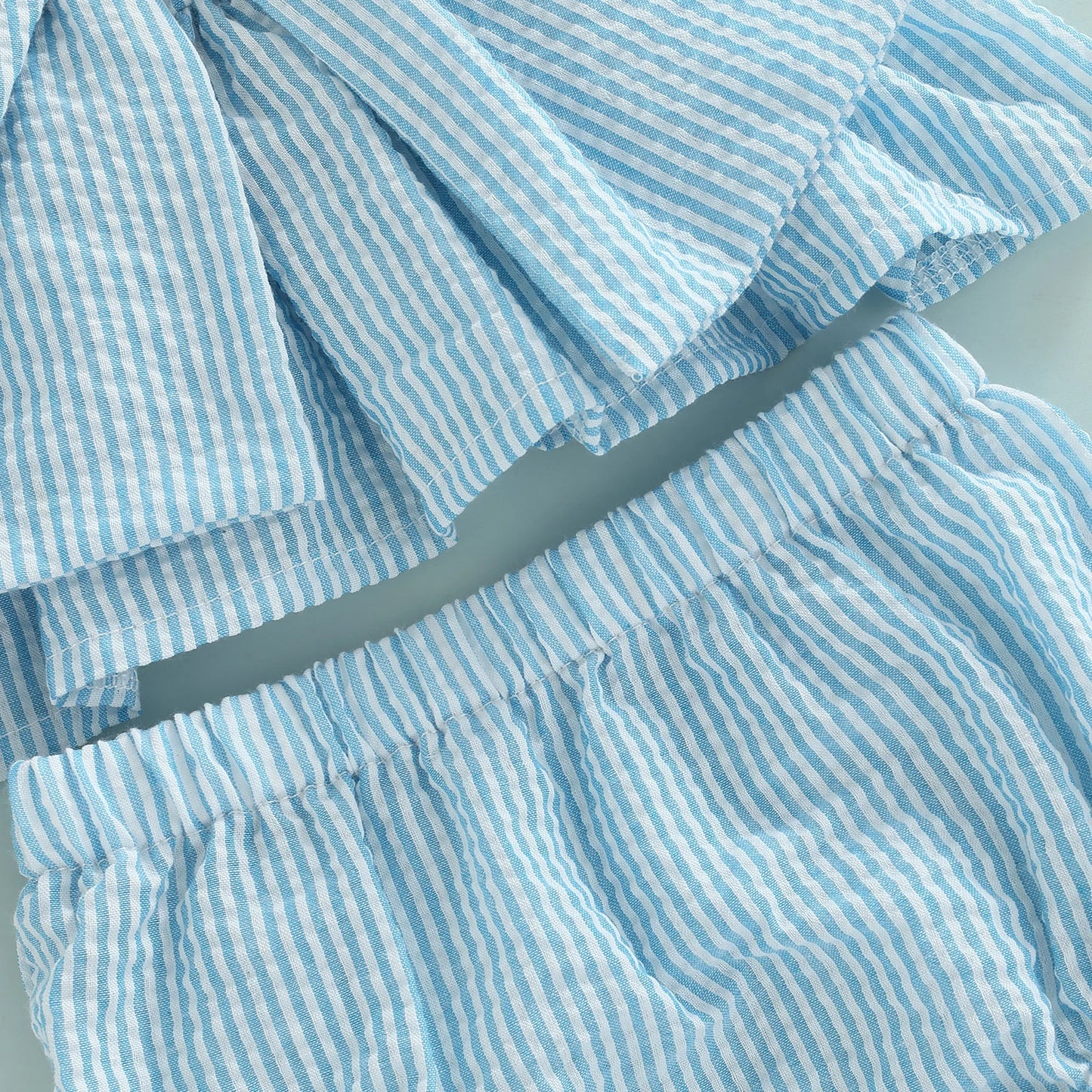 Ensemble short pour bébé fille, imprimé rayé, gros nœud, haut sans manches à bretelles et short extensible taille haute