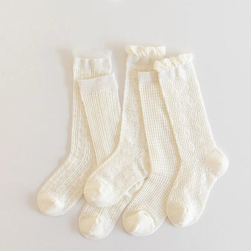 Lot de 3 paires de bas princesse blancs à volants en dentelle pour fille, chaussettes d'été en maille fine et respirante pour enfants de 3 à 12 ans
