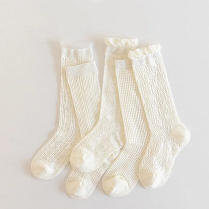 Lot de 3 paires de bas princesse blancs à volants en dentelle pour fille, chaussettes d'été en maille fine et respirante pour enfants de 3 à 12 ans