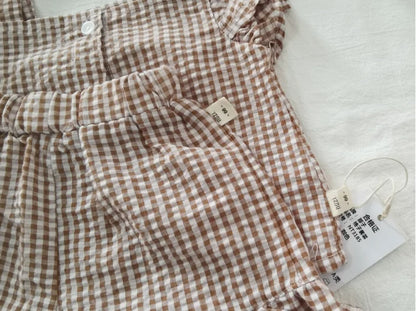 Milancel 2024 Ensemble de vêtements d'été pour bébé, t-shirt à carreaux et short pour tout-petit, 2 pièces, vêtements d'extérieur pour filles