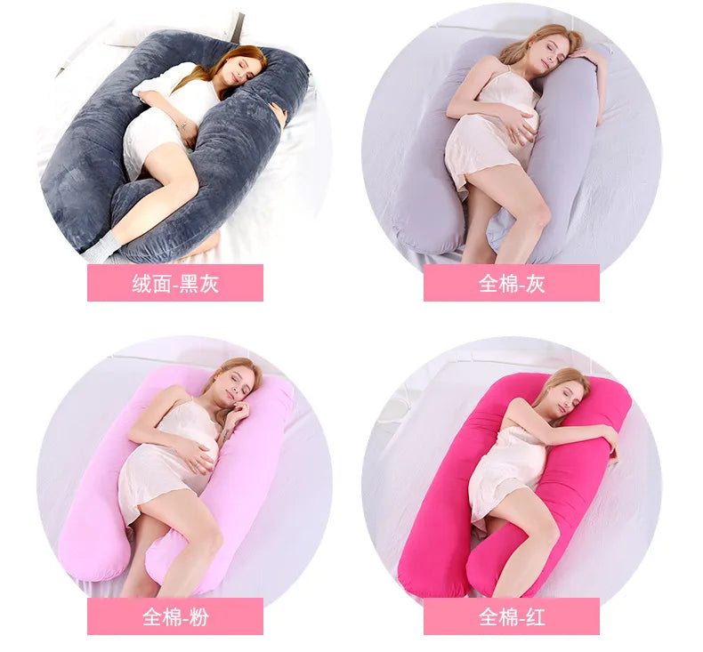 Coussin de grossesse en forme de U, coussin de soutien lombaire en pur coton, coussin de dossier pour femmes enceintes, oreiller multifonction pour tout le corps
