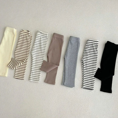 Leggings simples et solides pour bébé, pantalons skinny à rayures pour filles, pantalons slim en coton élastique pour nouveau-né, pantalons extensibles pour garçons