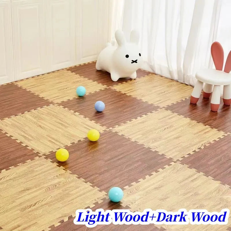 Puzzle Mat 12PCS 30x30cm Foam Play Mats Rug Baby Game Mat Baby Activity Gym Puzzle Mat Wood Grain Floor Mat Kids Carpet Play Mat