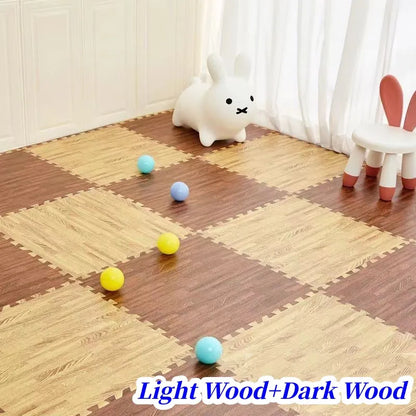 Puzzle Mat 12PCS 30x30cm Foam Play Mats Rug Baby Game Mat Baby Activity Gym Puzzle Mat Wood Grain Floor Mat Kids Carpet Play Mat
