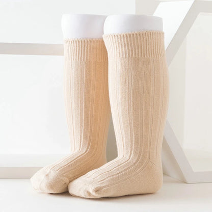 Chaussettes tendance en coton pour nouveau-né, couleur bonbon unie, longues, pour enfants, filles et garçons