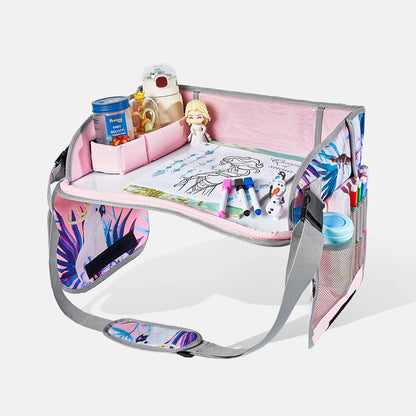 New Baby Kids Car Seat Travel Portable Drawing Board Waterproof Safety Seat Play Snack Draw Table Organizer Storeage Table