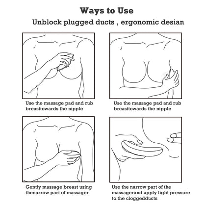 Masseur d'allaitement chauffant, masseur électrique en silicone souple pour les seins obstrués, améliore le flux de lait post-partum.