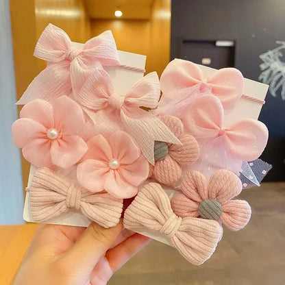10Pcs/Set New Baby Girl Cute Colors Flower Hair Bands Ponytail Holder Chilren Soft Scrunchies Rubber Kid Hair Accessories