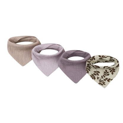 4Pcs/pack Infant Drooling Bib Print Burp Cloths for Baby Cotton Saliva Towel G99C