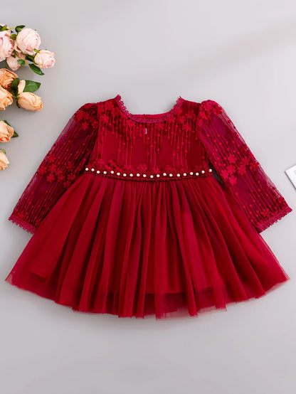 Robe de princesse vintage en dentelle florale pour petite fille, nouveau design, motif floral, pour fête, anniversaire