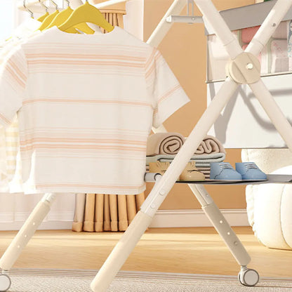 Portable Baby Changing Table for Nursery Height Adjustable Foldable Diaper Table with Swivel Wheels Drying Rack Large Storage