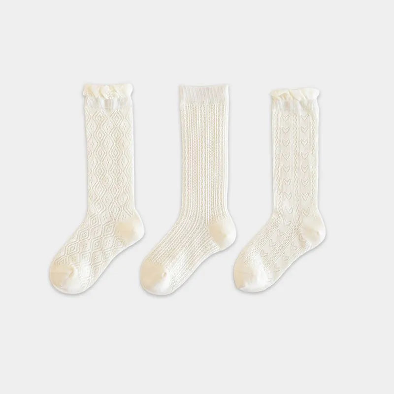 Lot de 3 paires de bas princesse blancs à volants en dentelle pour fille, chaussettes d'été en maille fine et respirante pour enfants de 3 à 12 ans