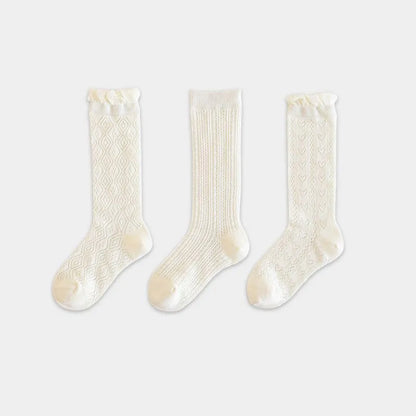 Lot de 3 paires de bas princesse blancs à volants en dentelle pour fille, chaussettes d'été en maille fine et respirante pour enfants de 3 à 12 ans