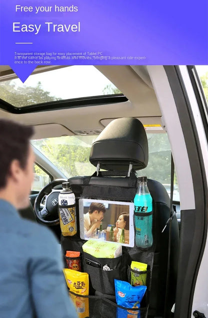 Car Backseat Organizer with Touch Screen Tablet Holder Auto Back Seat Storage Cover Protector for Travel Road Trip Kids Toddlers