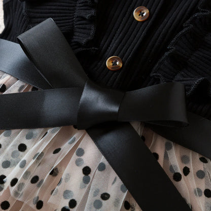 Robes d'été à pois pour filles, style coréen, jolies robes superposées, sans manches, décontractées, pour enfants de 2, 4 et 6 ans