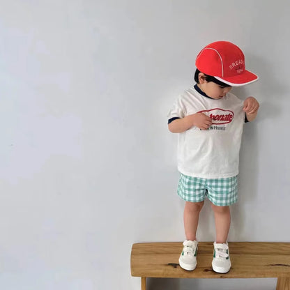 T-shirt à manches courtes pour bébé, imprimé lettres, décontracté, ample, pour enfant, garçon et fille, été, 2024