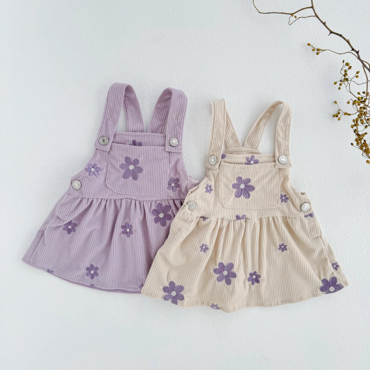 Vêtements printemps-automne pour bébé fille, robe à bretelles pour enfants, broderie florale, jolie feuille de lotus, vêtements pour nouveau-né
