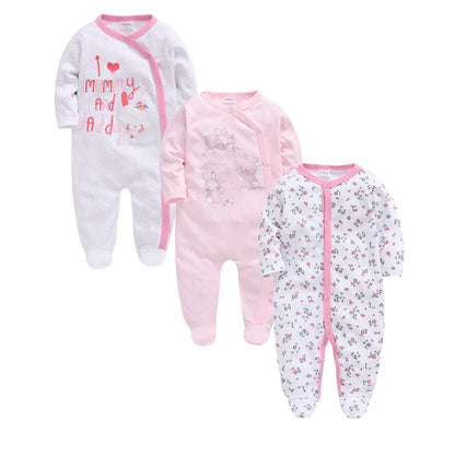 Barboteuse à pois pour bébé fille, lot de 3 pièces, 0 à 12 mois, joli vêtement printemps-automne à manches longues