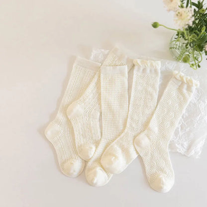 Lot de 3 paires de bas princesse blancs à volants en dentelle pour fille, chaussettes d'été en maille fine et respirante pour enfants de 3 à 12 ans