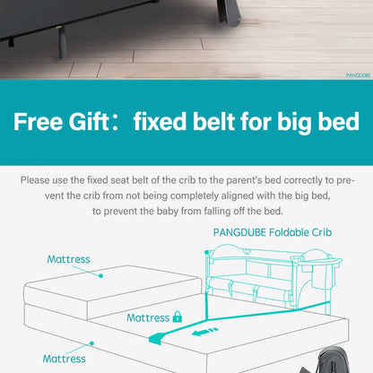 PANGDUBE Multifunctional Baby Crib 120*60cm Baby Bed, Baby Rocker, Diaper Changing Table 0 ~ 6 Years Old Baby Cot