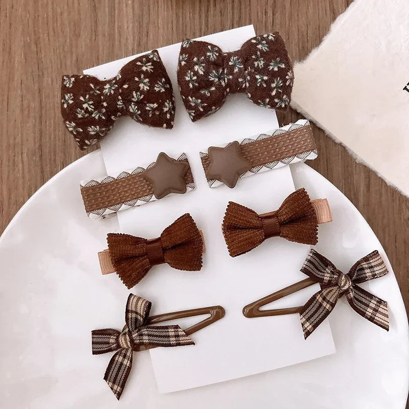 8Pcs/Set Bows Floral Baby Hair Clips Hair Accessories Girls Kids Star Flower Hairpin Headdress Toddler Headwear Birthday Gifts