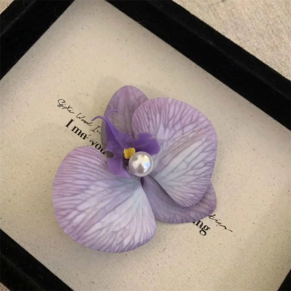 Pince à cheveux en tissu avec fleur, orchidée papillon, style coréen, épingle à cheveux en forme de fleur, accessoires pour cheveux féminins, pince à cheveux en perles pour fille, bord de mer