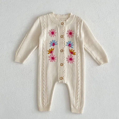 Body tricoté pour nouveau-né fille, couleur unie, ajouré, manches longues, automne, printemps, combinaison tricotée pour bébé fille