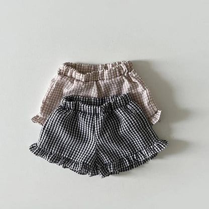 Milancel 2024 Ensemble de vêtements d'été pour bébé, t-shirt à carreaux et short pour tout-petit, 2 pièces, vêtements d'extérieur pour filles