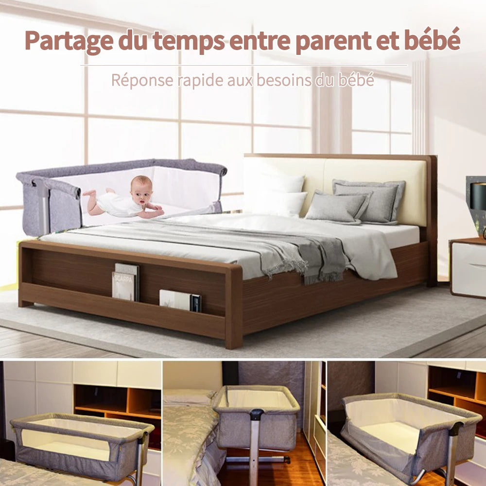 3-In-1 Baby Bed, Baby Cradle With Mosquito Net, Travel Bed With Mattress, Adjustble, With Storage Basket, Baby Mobile Nest