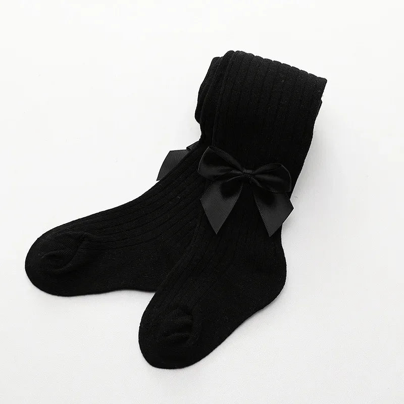 Collants pour nourrissons, nouveau-nés, tout-petits, en coton, pour enfants, printemps-automne, jolis collants en maille avec nœud papillon