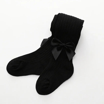 Collants pour nourrissons, nouveau-nés, tout-petits, en coton, pour enfants, printemps-automne, jolis collants en maille avec nœud papillon