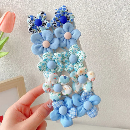 10Pcs/Set New Baby Girl Cute Colors Flower Hair Bands Ponytail Holder Chilren Soft Scrunchies Rubber Kid Hair Accessories