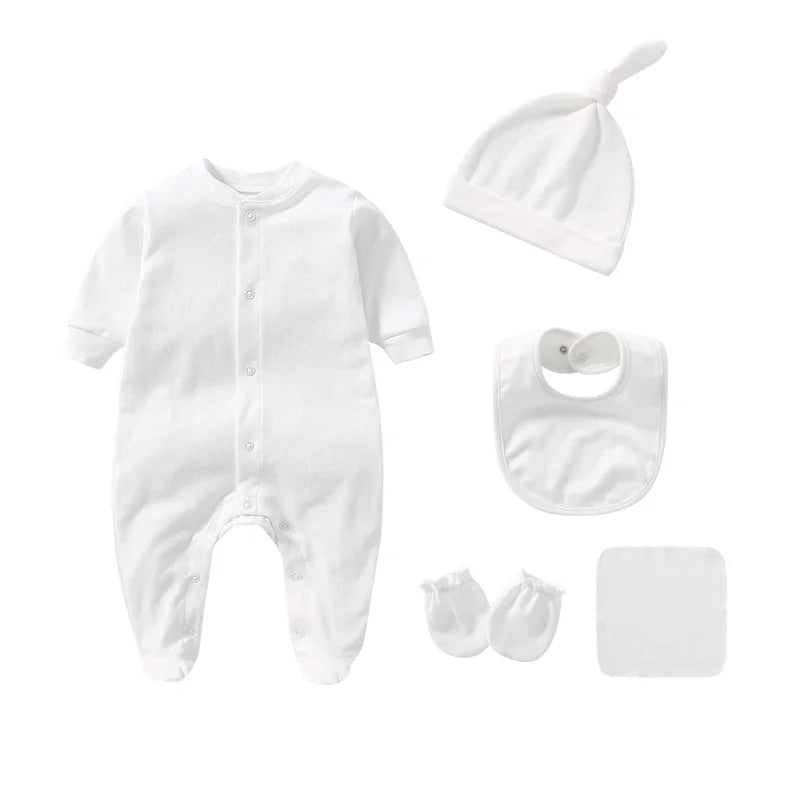 Barboteuses pour bébés garçons en coton uni, vêtements pour nouveau-nés, moufles, chapeaux, chaussettes, tenues pour enfants, tout-petits, personnalisées