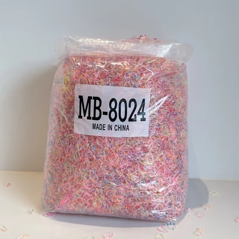 1000/2000Pcs/bag Girls Colourful Disposable Rubber Band Hair Ties Headband Children Ponytail Holder Bands Kids Hair Accessories