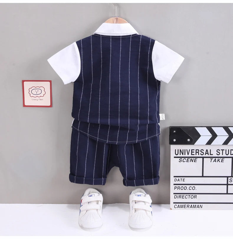 Ensembles de vêtements pour bébés IENENS pour garçons, robe formelle, chemise d'été + short, tenues à manches courtes pour enfants, vêtements de fête d'anniversaire pour tout-petits