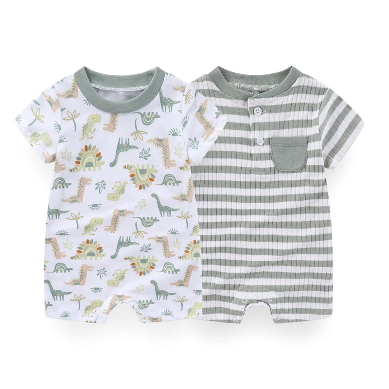 2 pièces été mignon bébé garçon fille combinaisons tissu confortable 0-9 mois nouveau-né barboteuse sans manches vêtements pour bébé