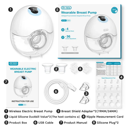 1PCS Wearable Electric Breast Pump 4Modes & 36Levels Comfort Milk Collector Portable Electric Breast Pump BPA FREE 210Ml
