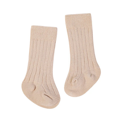 Chaussettes tendance en coton pour nouveau-né, couleur bonbon unie, longues, pour enfants, filles et garçons
